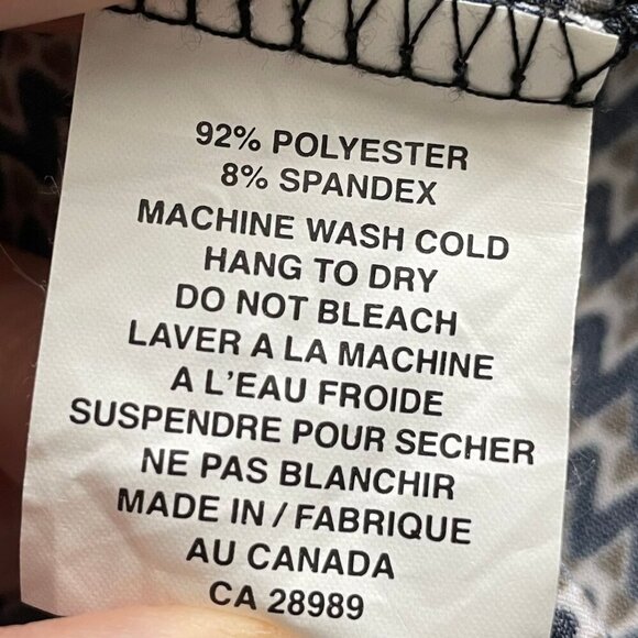 Gilmour Casual Pull On Fit & Flare Poly Blend Zig Zag Print Skirt Navy Tan Sz S - Picture 7 of 8